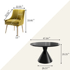 48 Light Luxury Black High Gloss Large Countertop Dining Table with Velvet Dining Chair Set