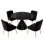 48 Light Luxury Black High Gloss Large Countertop Dining Table with Velvet Dining Chair Set