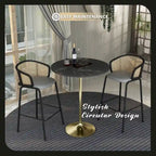 LeisureMod Verve 36 Round Dining Table with MDF Wood TableTop and Brushed Gold Base for Kitchen & Dining Room