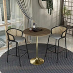 LeisureMod Verve 36 Round Dining Table with MDF Wood TableTop and Brushed Gold Base for Kitchen & Dining Room