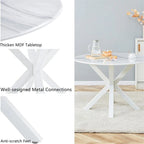 Grondin Mid-Century Modern Round Dininig Table with MDF Top and Pedestal Base, 42.1 End Table Leisure Table