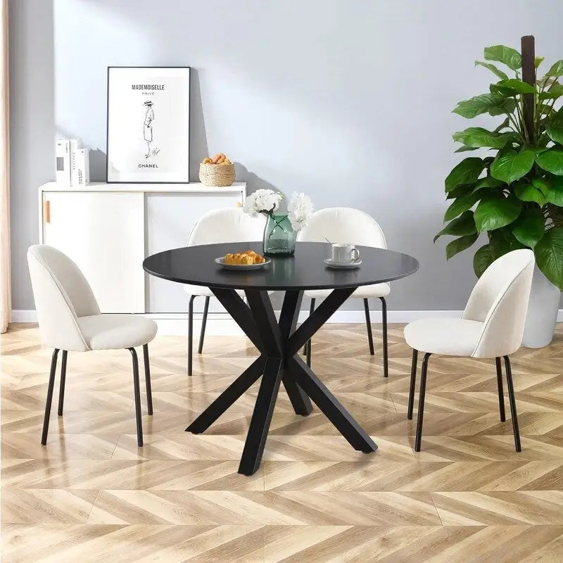 Grondin Mid-Century Modern Round Dininig Table with MDF Top and Pedestal Base, 42.1 End Table Leisure Table