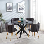 Grondin Mid-Century Modern Round Dininig Table with MDF Top and Pedestal Base, 42.1 End Table Leisure Table