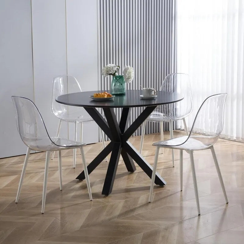 Grondin Mid-Century Modern Round Dininig Table with MDF Top and Pedestal Base, 42.1 End Table Leisure Table