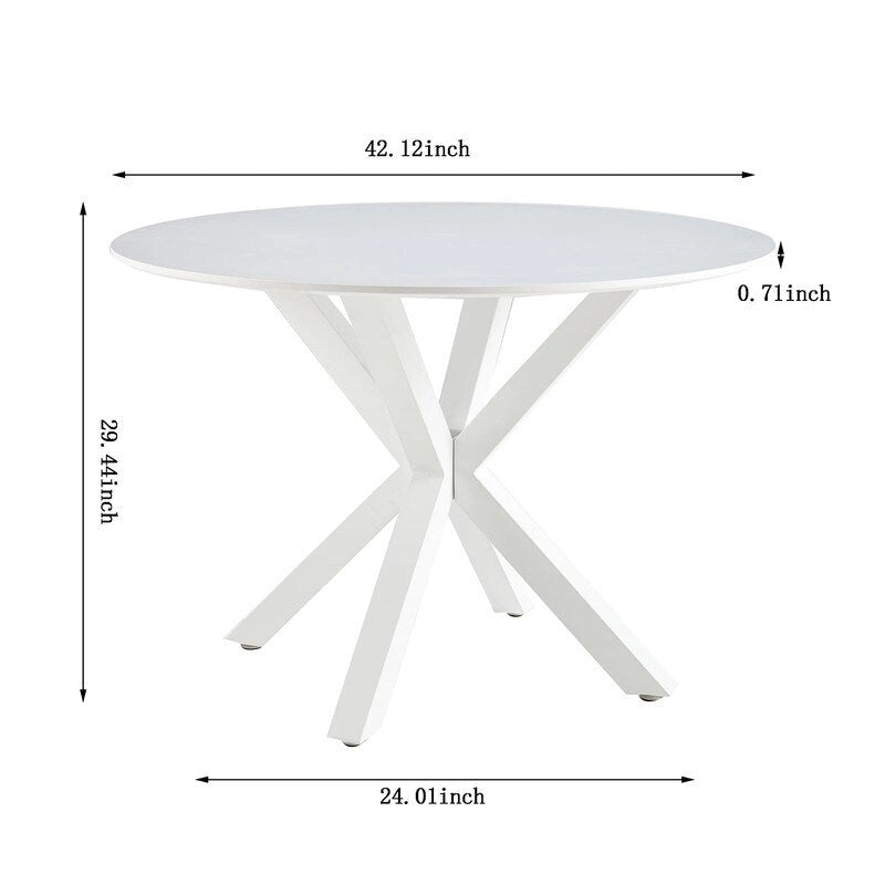 Grondin Mid-Century Modern Round Dininig Table with MDF Top and Pedestal Base, 42.1 End Table Leisure Table