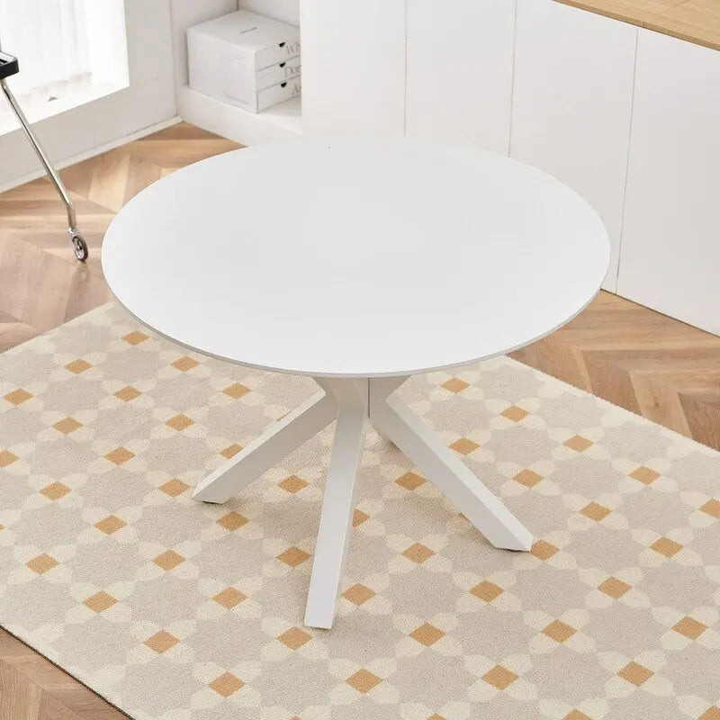 Grondin Mid-Century Modern Round Dininig Table with MDF Top and Pedestal Base, 42.1 End Table Leisure Table