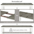 Retro Style 7-Piece Dining Table Set with Extendable Table and 6 Upholstered Chairs (Antique Brown+White)