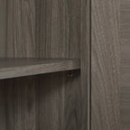 65-Inch Slate Gray Faux Rattan Sideboard with Barn Doors Rustic Sideboard,4-Door Storage for Living Room,Entryway,Dining Room