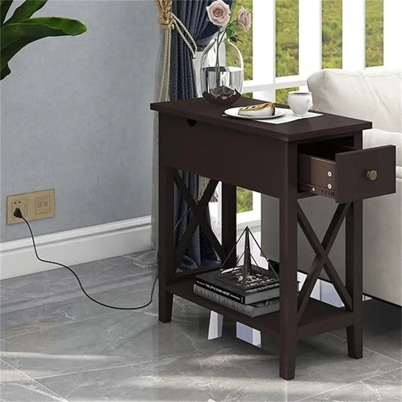 End Table with Flip Top and Charging Station