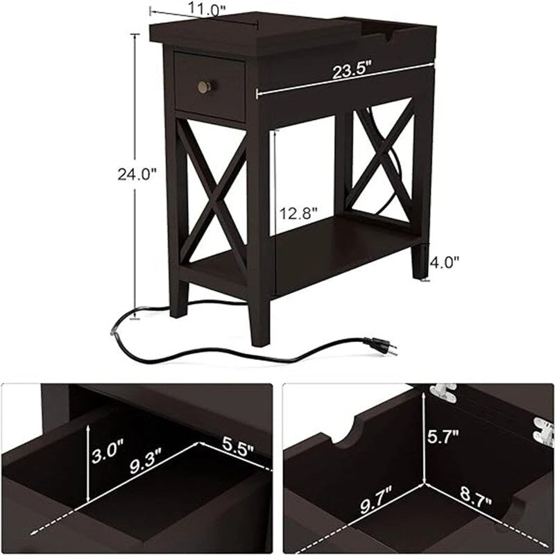 End Table with Flip Top and Charging Station