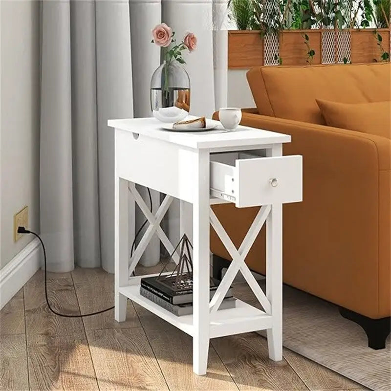 End Table with Flip Top and Charging Station