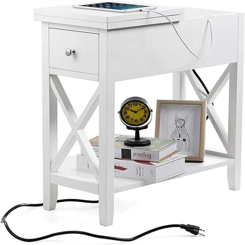 End Table with Flip Top and Charging Station
