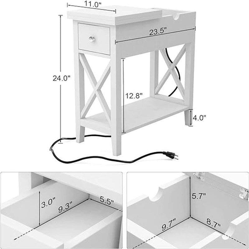 End Table with Flip Top and Charging Station