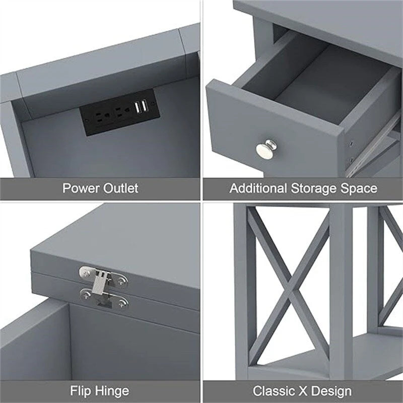 End Table with Flip Top and Charging Station