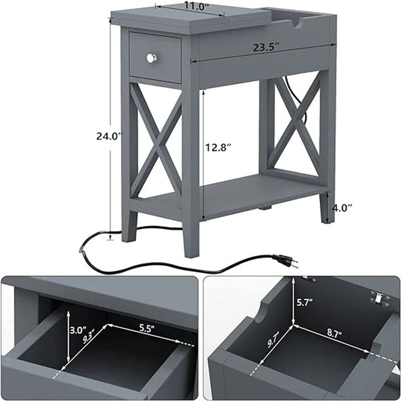 End Table with Flip Top and Charging Station