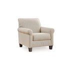 Vlea 36 Inch Accent Armchair, Striped Pattern, Sandstone Beige Polyester