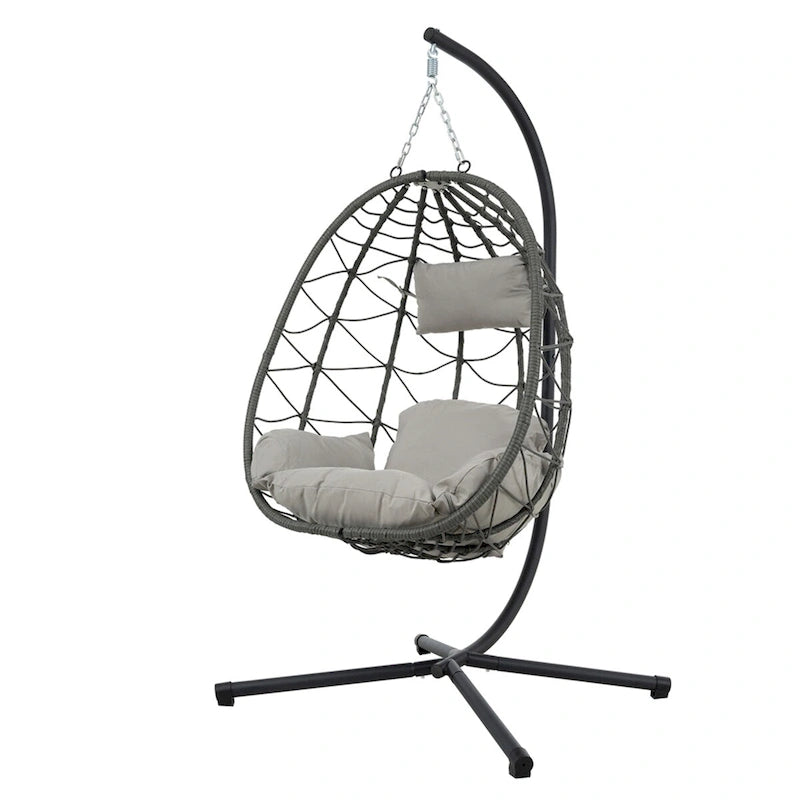 Indoor Outdoor Wicker Hanging Egg Chair with Stand