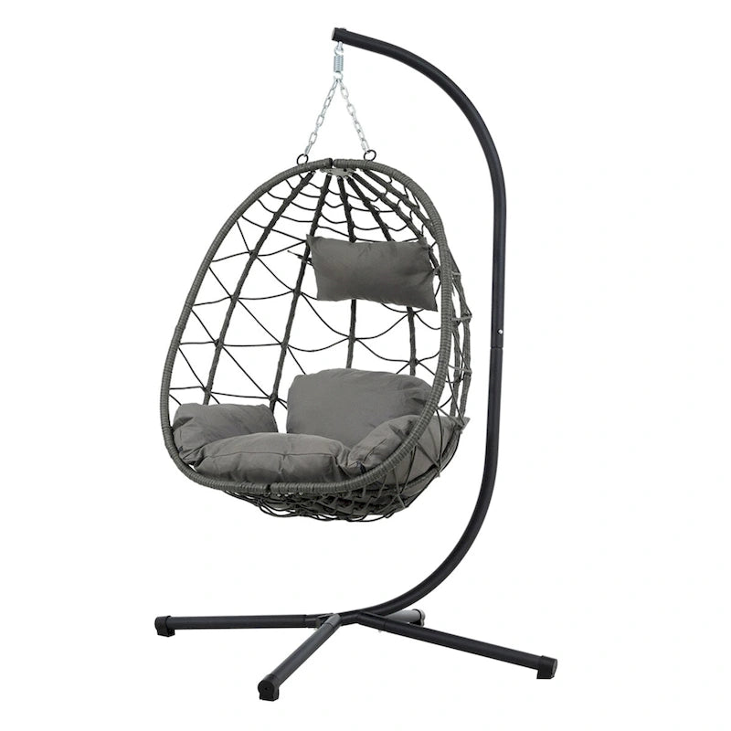 Indoor Outdoor Wicker Hanging Egg Chair with Stand