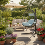 Indoor Outdoor Wicker Hanging Egg Chair with Stand