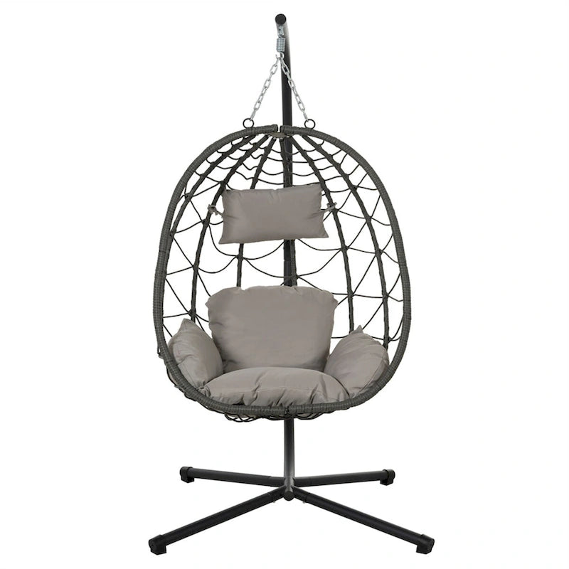 Indoor Outdoor Wicker Hanging Egg Chair with Stand