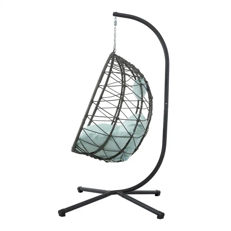 Indoor Outdoor Wicker Hanging Egg Chair with Stand
