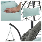 Indoor Outdoor Wicker Hanging Egg Chair with Stand