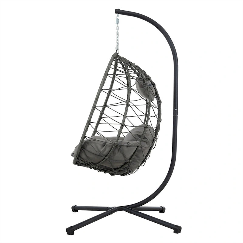 Indoor Outdoor Wicker Hanging Egg Chair with Stand