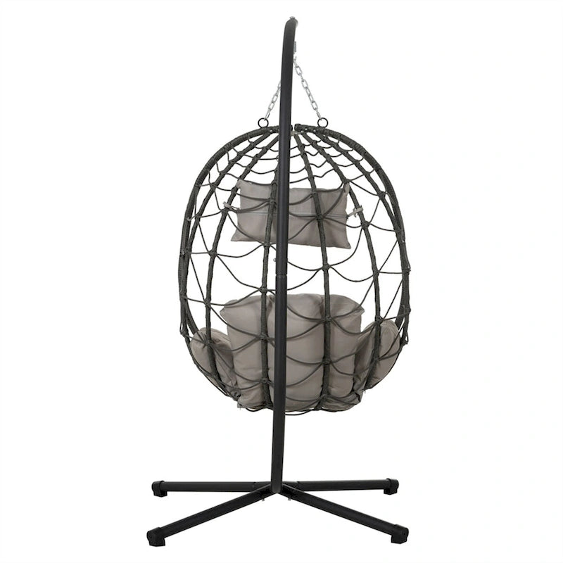 Indoor Outdoor Wicker Hanging Egg Chair with Stand