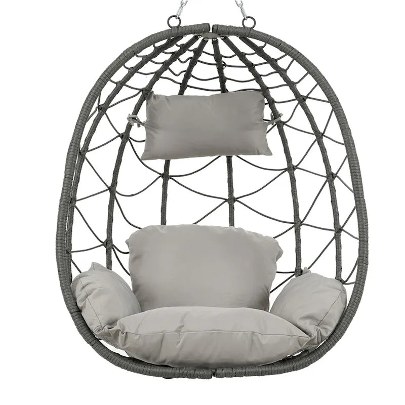 Indoor Outdoor Wicker Hanging Egg Chair with Stand