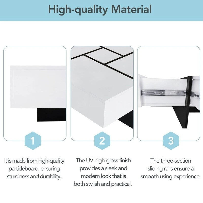 Unique Design Coffee Table with Extendable Sliding Tabletop