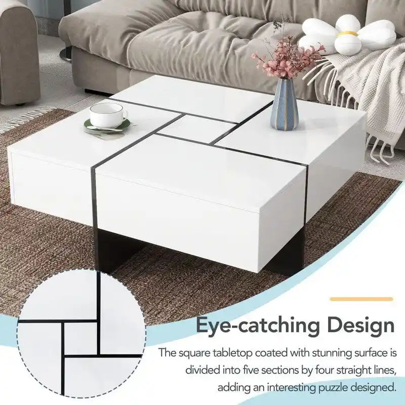 Unique Design Coffee Table with Extendable Sliding Tabletop