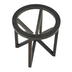 Tempered Glass Coffee Table Solid Wood Base Round Transparent Glass Top