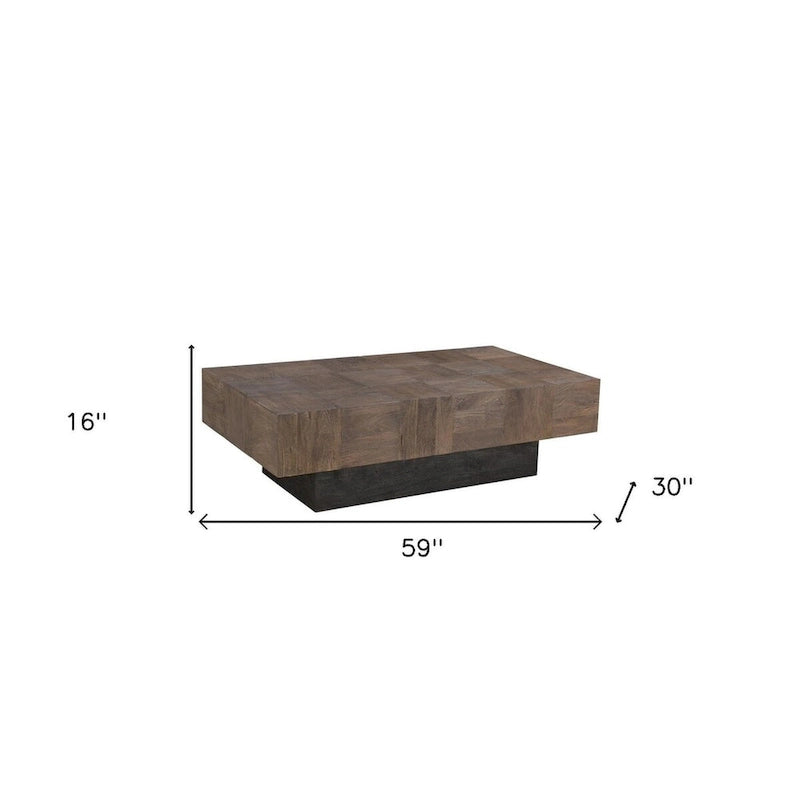 HomeRoots 59 Dark Brown And Black Solid Wood Coffee Table - 59