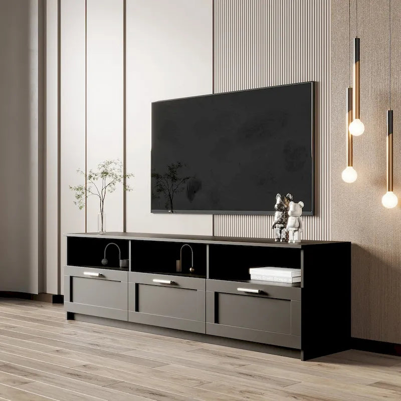 Modern minimalist TV cabinet 80 inch TV stand, open locker