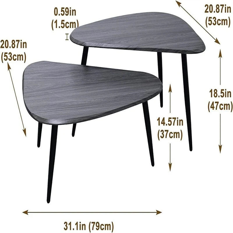 2 piece coffee table set black - 20.87D x 31.1W x 18.5H