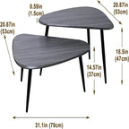 2 piece coffee table set black - 20.87D x 31.1W x 18.5H