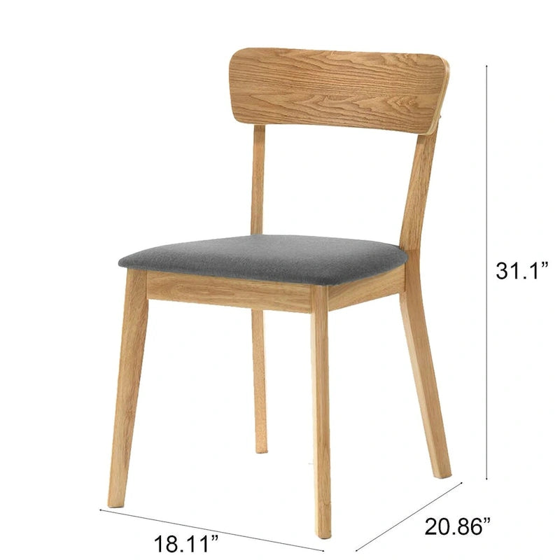 Dining Chair Set Of 2, Solid Rubberwood Foam Upholstery Cushion Seat Wooden Ladder Back Side Chairs
