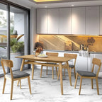 Dining Chair Set Of 2, Solid Rubberwood Foam Upholstery Cushion Seat Wooden Ladder Back Side Chairs