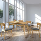 Dining Chair Set Of 2, Solid Rubberwood Foam Upholstery Cushion Seat Wooden Ladder Back Side Chairs