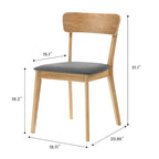 Dining Chair Set Of 2, Solid Rubberwood Foam Upholstery Cushion Seat Wooden Ladder Back Side Chairs