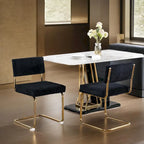 Modern Dining Chairs with Corduroy Fabric,Gold Metal Base, Kitchen Chairs with Channel Tufting, Side Chairs, Set of 2