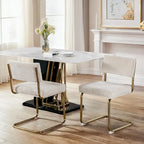 Modern Dining Chairs with Corduroy Fabric,Gold Metal Base, Kitchen Chairs with Channel Tufting, Side Chairs, Set of 2