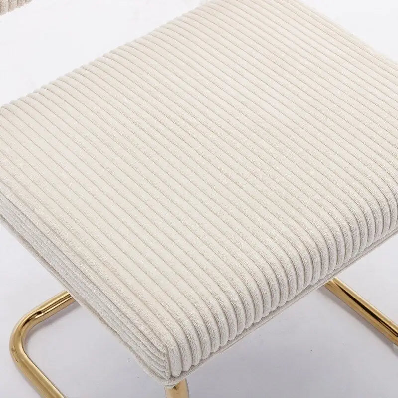 Modern Dining Chairs with Corduroy Fabric,Gold Metal Base, Kitchen Chairs with Channel Tufting, Side Chairs, Set of 2