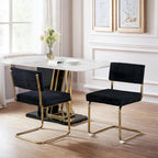 Modern Dining Chairs with Corduroy Fabric,Gold Metal Base, Kitchen Chairs with Channel Tufting, Side Chairs, Set of 2