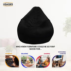 Leatherette Bean Bag Cover Filling Not Included, Ideal for Children and Teenagers by Ample Decor