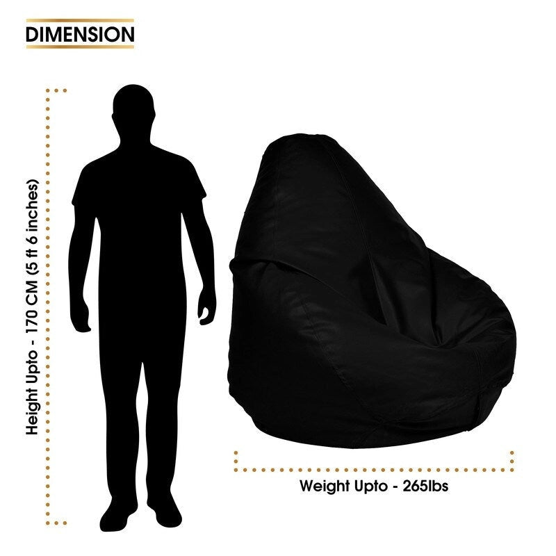 Leatherette Bean Bag Cover Filling Not Included, Ideal for Children and Teenagers by Ample Decor