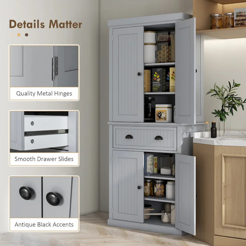 High Quality Home 72 Kitchen Pantry Storage Cabinet with 4 Doors