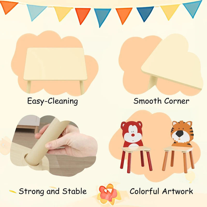3 Pieces Toddler Table and Chair Set