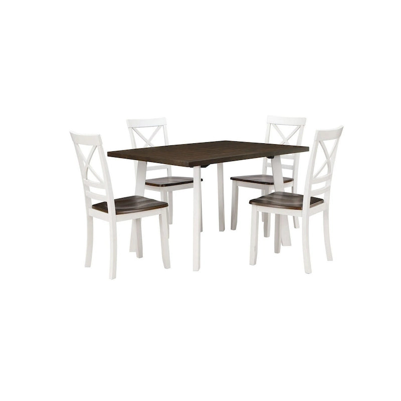 Dera 21 Inch Dining Chair Set of 2, Crossed Back, White Rubberwood Frame