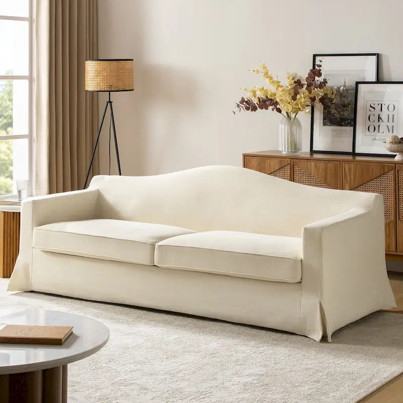 Antonio Transitional 83.5 Slipcovered Sofa with Curved Back by HULALA HOME